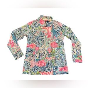 Lilly Pulitzer Skipper Popover Half Zip Sweatshirt Coral Bay Medium Sweater